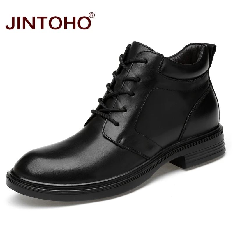 JINTOHO/мужские ботинки из натуральной кожи; большие размеры; мужские кожаные ботильоны; зимняя мужская обувь из натуральной кожи; зимние ботинки; Bota Masculina