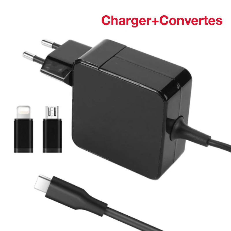 Цвет: желтый 65 Вт usb type-C адаптер для ноутбука Зарядное устройство для Macbook lenovo Asus hp Dell Xiaomi huawei 20 в 3.25A 15 в 3A 9 в 12 В 5 в 2A AC мощность 61 Вт - Цвет: Цвет: желтый