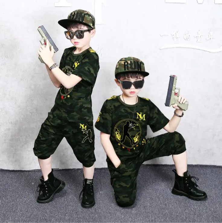 Комплект детской одежды летняя камуфляжная одежда для мальчиков 2 3 4 6 7 8 9 10 12 14 лет
