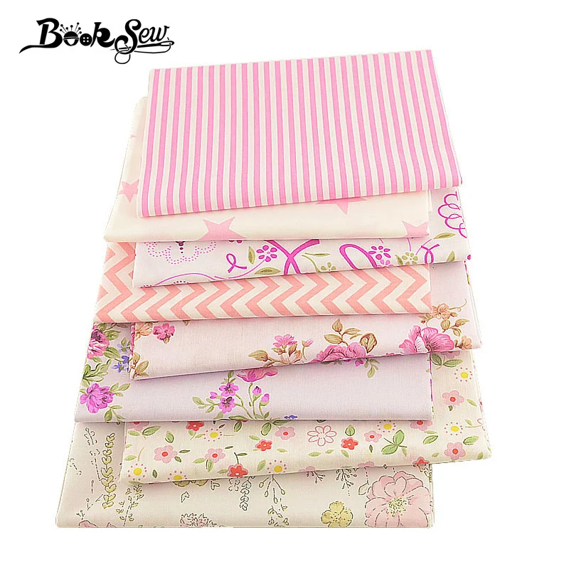 Хлопковая саржа Booksew для скрапбукинга Лоскутная серия розового цвета 8 шт./лот 40x50