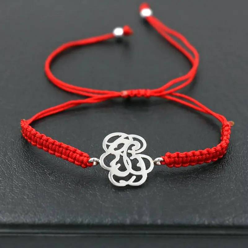 Браслет Стразы ручной работы серебристого цвета с кристаллами циркона и красной