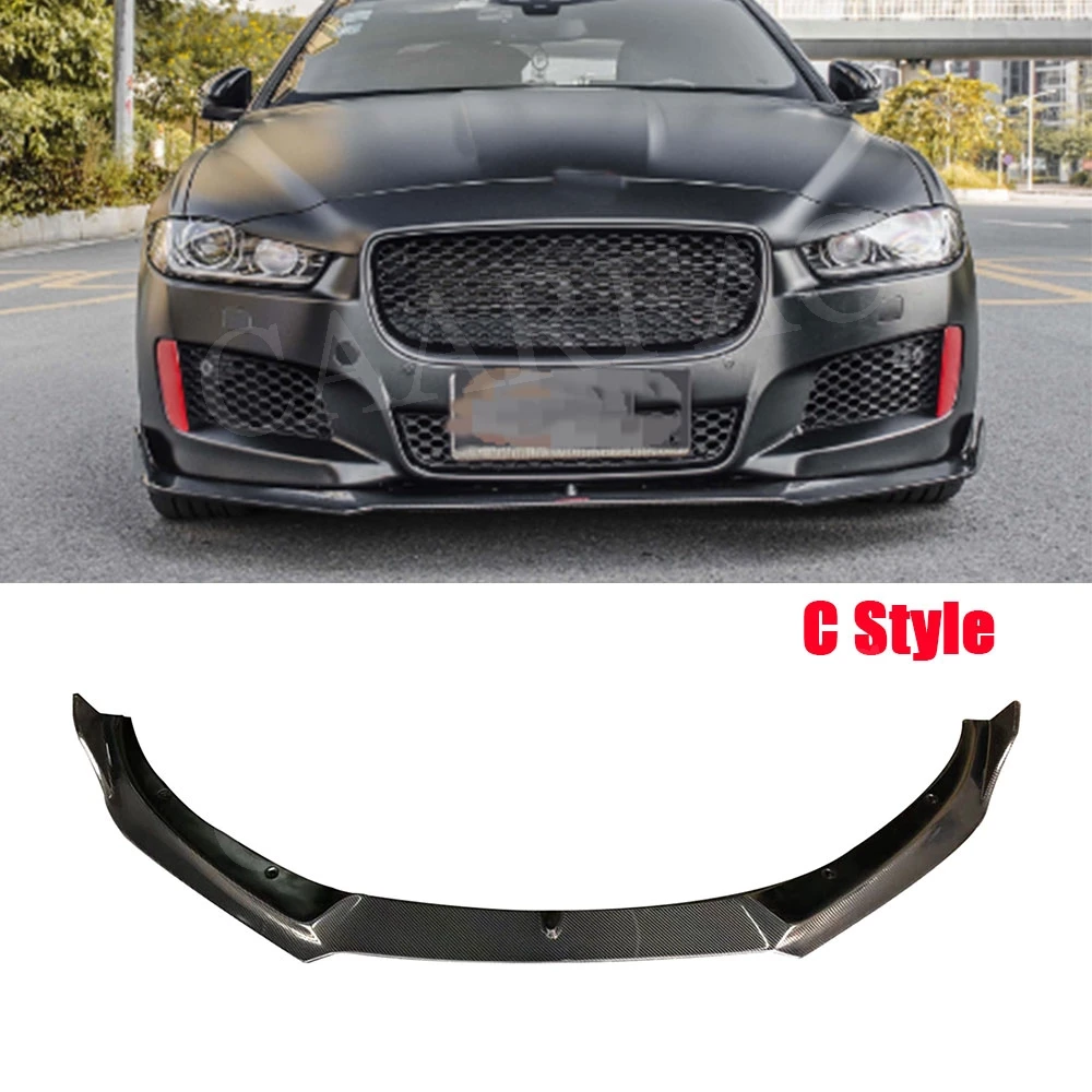 C Style Для XE углеродного волокна передний спойлер сплиттер для Jaguar XE Sedan 4 двери- головка бампера подбородок Лопата защитный фартук - Цвет: C Style