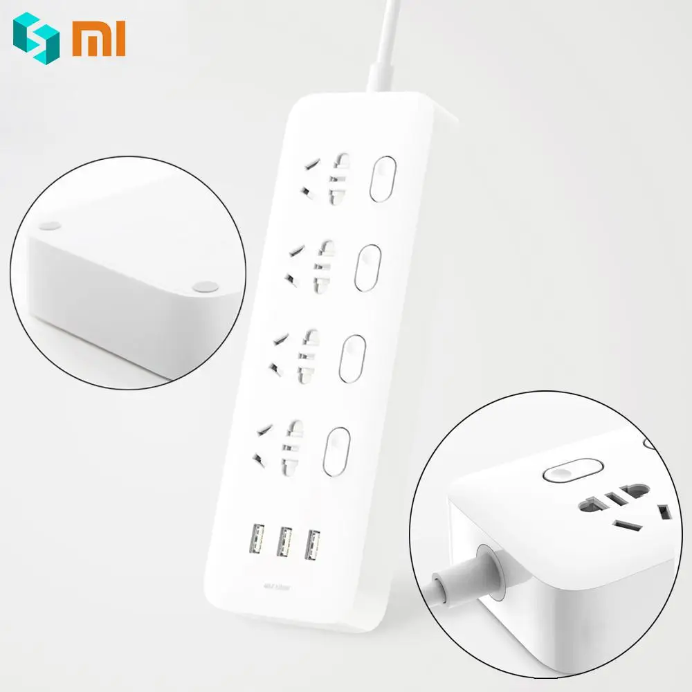 Оригинальная розетка Xiaomi Mijia Power Strip Sockets 4 индивидуальное управление 3 USB 5V 2.1A