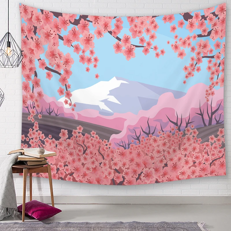 Цветочный пейзаж с принтом МАНДАЛА ГОБЕЛЕН настенный Декор хиппи гобелен