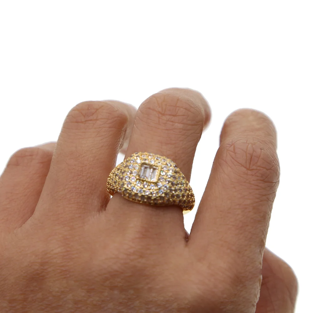 Широкие кольца в готическом стиле с микро ПАВЕ блестящие циркониевые панели