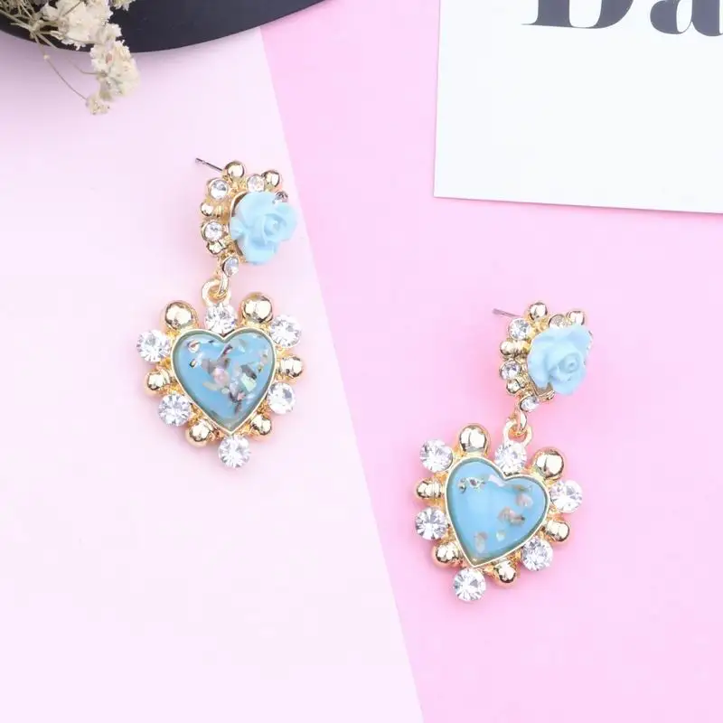 Новинка 2018 года в стиле барокко розы Большой любовь сердце Висячие серьги для