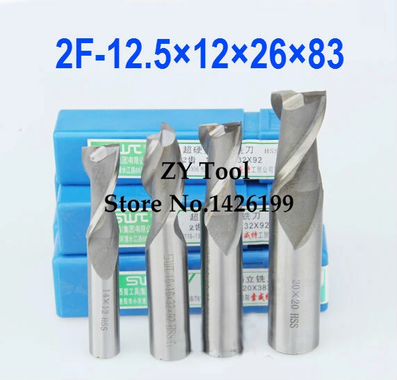 Free Shipping 2 pcs/set 12.5MM Flute HSS &amp Aluminium End Mill Cutter CNC Bit Milling Machinery tools Cutting tools.Lathe Tool |