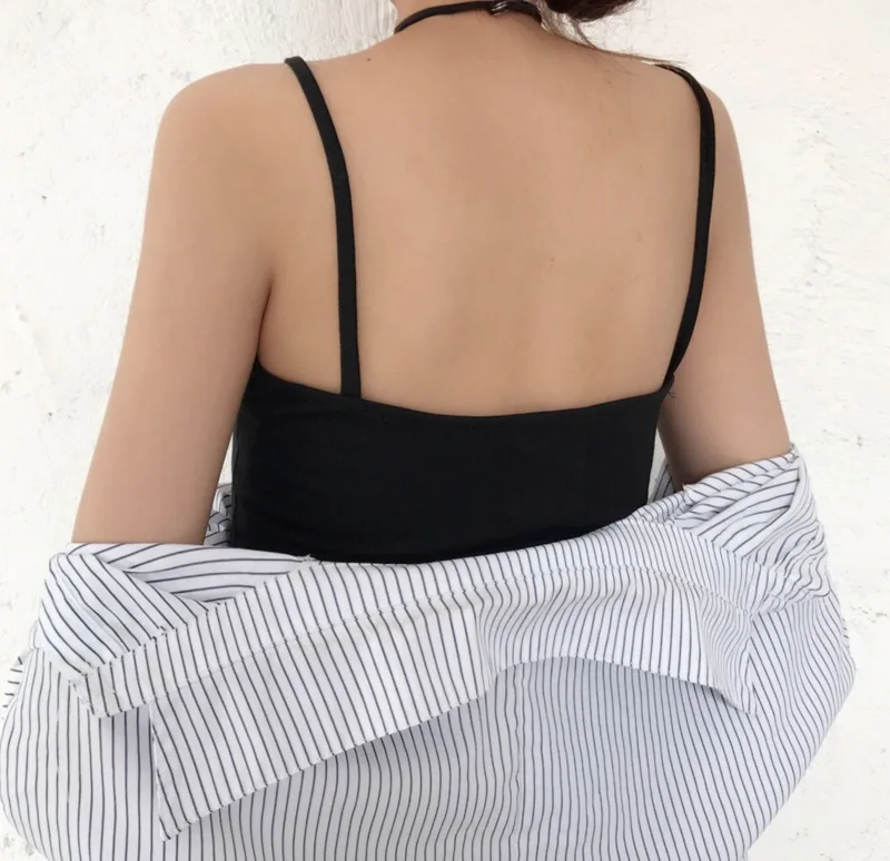Блузка женская черная с вырезом на спине|cami top|bustier cropsummer camisoles |