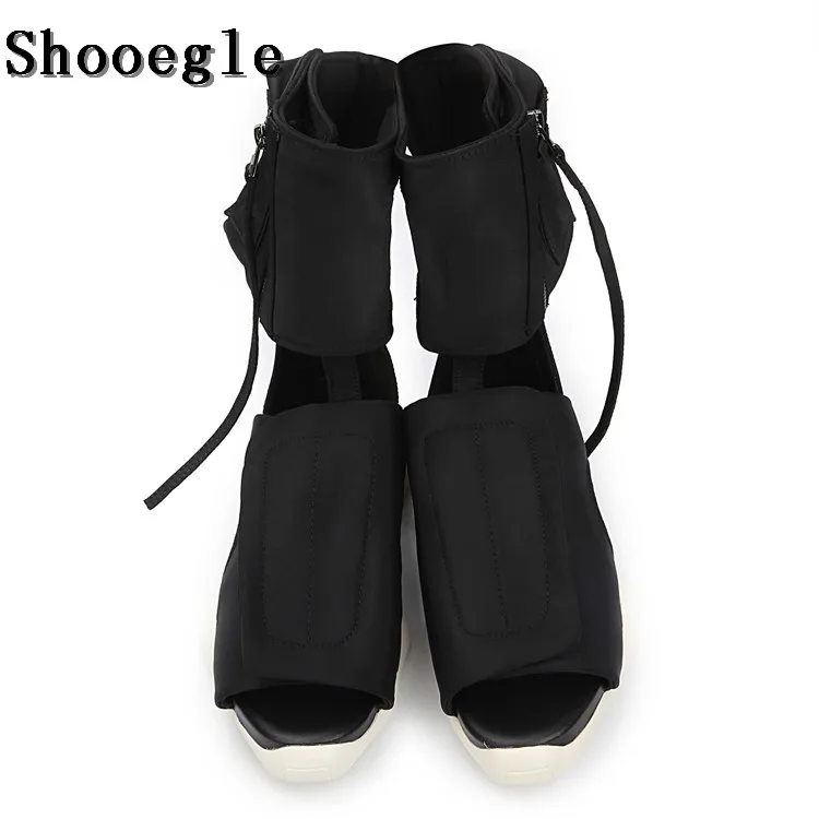 SHOOEGLE/летние модные мужские рыцарские сапоги для подиума Черные удобные сандалии