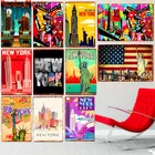 Нью-Йорк винтажные украшения для дома металлические оловянные знаки кафе казино Бар Паб тарелки Американский плакат Статуя Свободы настенные наклейки N262