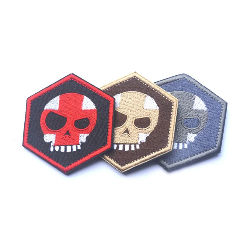 Mean T-Skull Hex Patch Red Cross Skull Tactical Morale Embroidered Applique Clothing Badge For Jackets Jeans Backpack Cap | Дом и сад