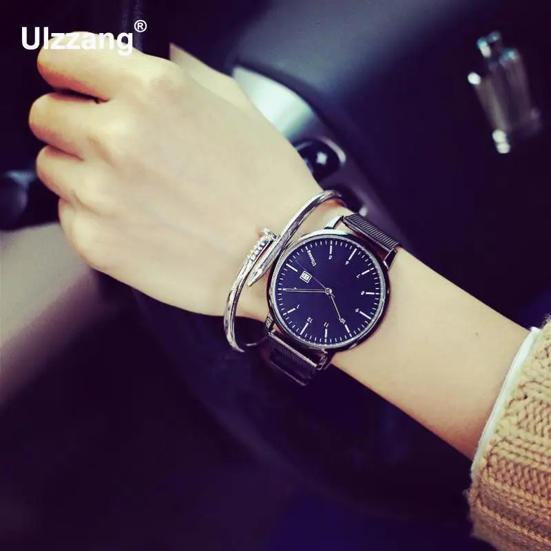 Кварцевые наручные часы для мужчин и женщин кварцевые из нержавеющей стали с