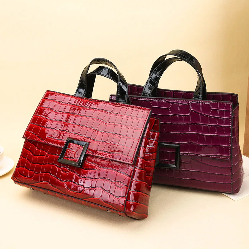 Большая Компьютерная сумка из кожи аллигатора фиолетового цвета роскошные