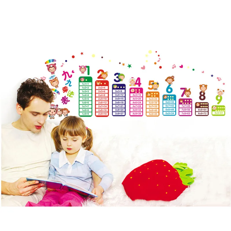 Мультяшный стол умножения пвх съемная настенная наклейка DIY дети спальня