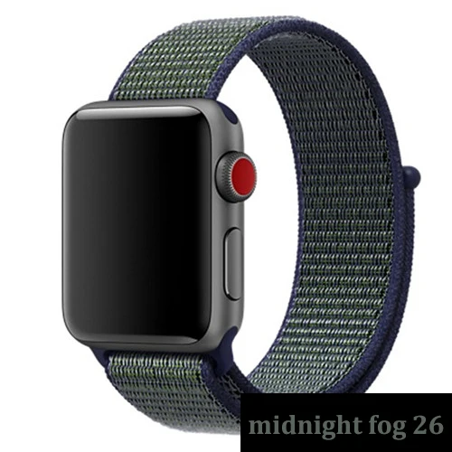 midnight fog 9 Ремешок для apple watch, ремешок 44 мм, 40 мм, тканый нейлоновый ремешок iwatch серии 5, 4, 3, ремешок 42 мм, 38 мм, ремень, аксессуары для apple watch - Цвет ремешка: midnight fog 9