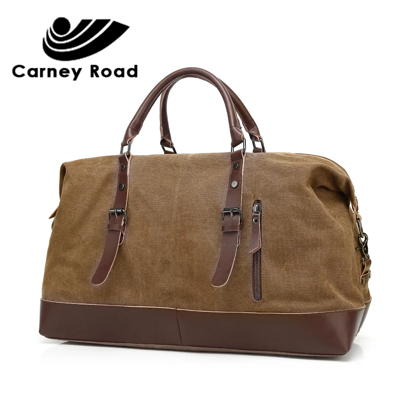 Carney road высокое качество холст кожа для мужчин дорожные сумки Carry on чемодан сумки большой ёмкость выходные сумка ночь