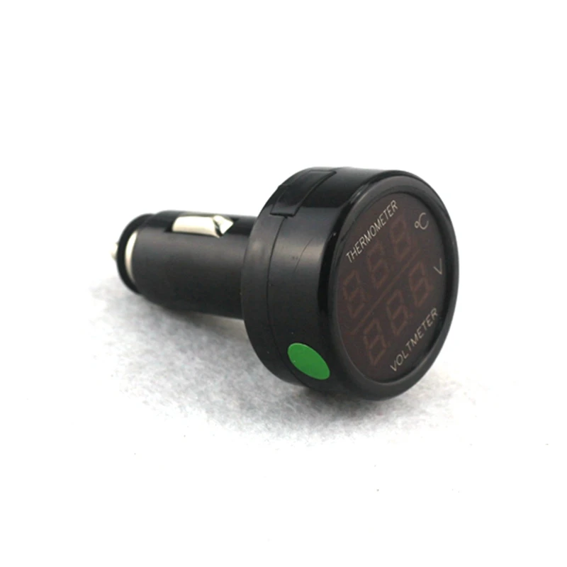 2 в 1 цифровой автомобильный термометр Вольтметр Красный Зеленый двойной дисплей