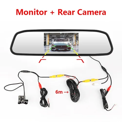 Monitor with camera Jansite 4,3 дюймов Автомобильный монитор TFT lcd монитор заднего вида для парковки, система заднего вида для ночного видения, светодиодный, резервная камера заднего вида - Цвет: Monitor with camera