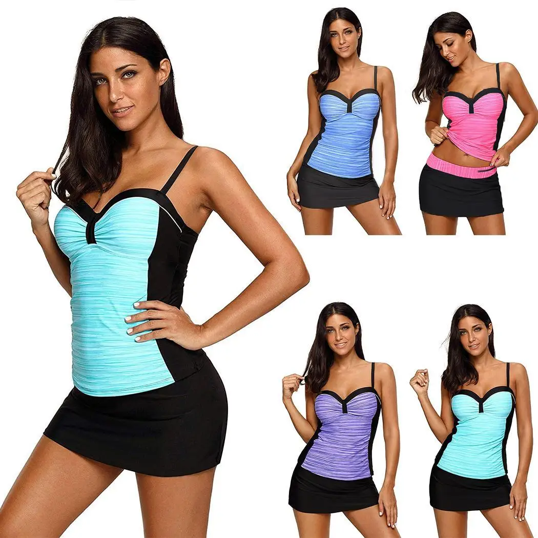 Для женщин Разделение из двух купальник бикини контраст летнее Цвет пуловер в