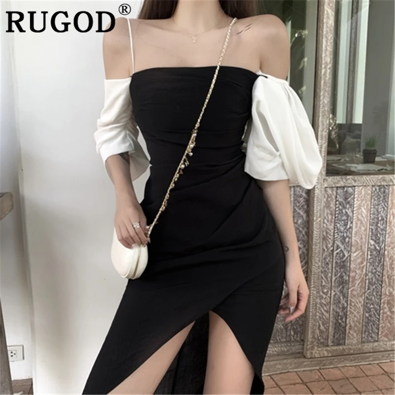 Женское длинное платье туника RUGOD корейские Необычные платья для вечеринок с