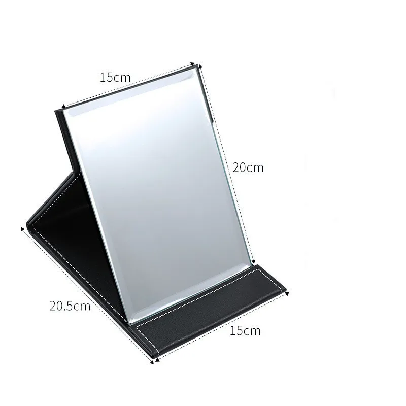Folding Leather Table Traveling Hand Makeup Mirror Compact Foldable Mirrors Beauty Cosmetic Mirror Makeup Tools - Цвет: Слоновая кость