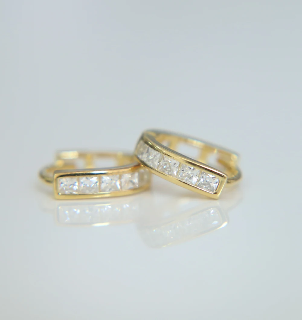 Серьги клипсы маленькие из серебра 100% пробы с фианитами 10 мм|925 sterling|clip on earringssilver