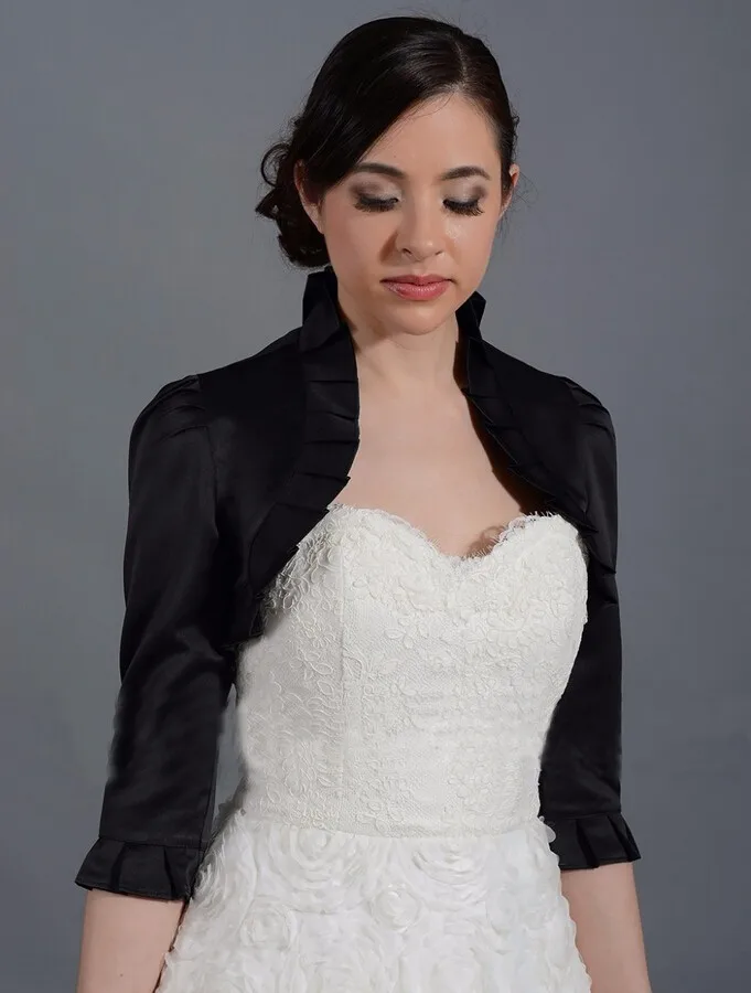 На Заказ 3/4 рукав атласная Оборками свадебный Края куртки женщины куртка