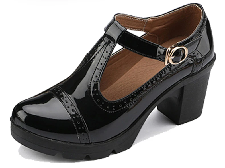 Black Cuculus/; женские туфли-лодочки; черные женские кожаные туфли на высоком толстом каблуке; сезон весна-лето; тонкие туфли с острым носком; женские босоножки; размеры 34-41; 1081 - Цвет: Black