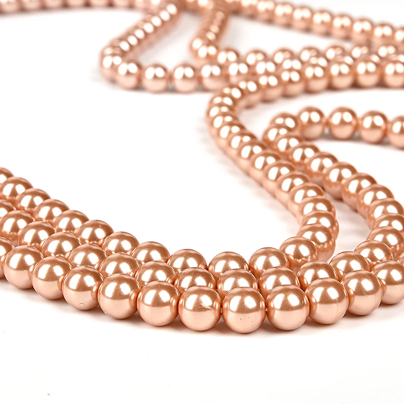 3 rows a multi-layered Synthesis pearl and Glossy light necklace of orange beads is perfect for giving to your lover | Украшения и