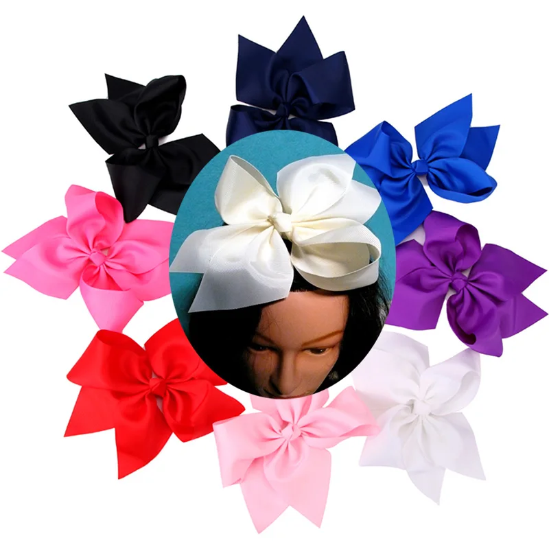 

8Pcs/Lot 10 Inch Child Girls Big Bowknot Hairpins Woman Hair Bows Kids Headwear Hairgrips Head Piece Solid Hair Accessories