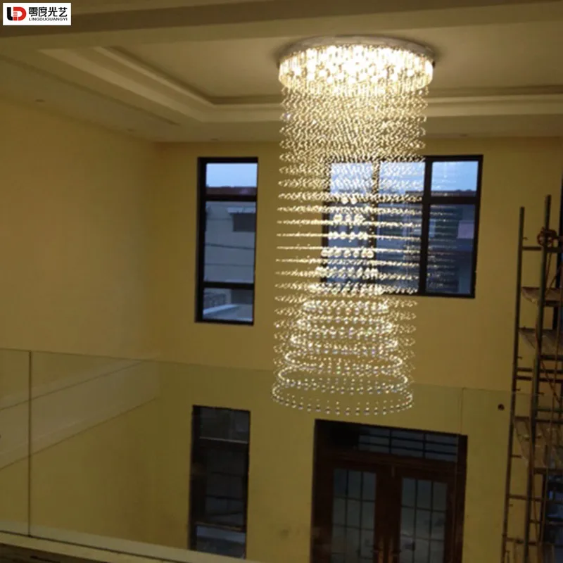 Роскошная большая люстра для виллы гостиной двойная хрустальная светильник