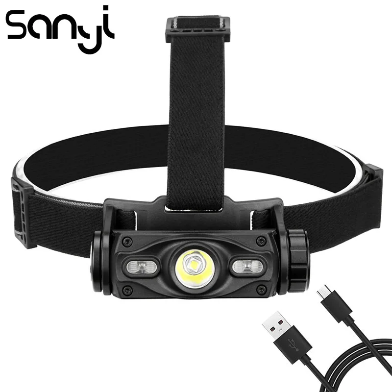 

SANYI T6 Headlight Torch USB Rechargeable Built-in Battery Zoomable LED Flashlight Forehead Camping Hunting Headlamp