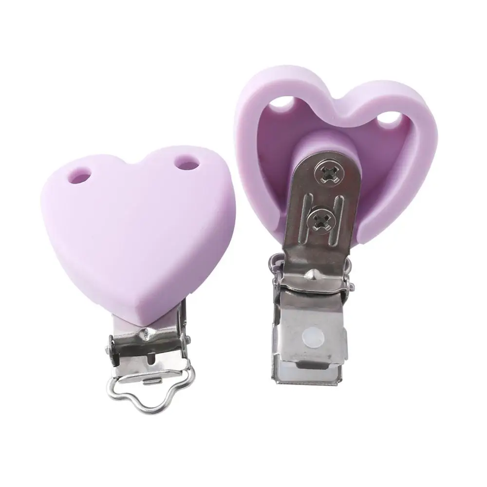Пустышка, клипсы, делая форму сердца, пищевого класса, Силиконовые Прорезыватели без БФА, силиконовый зубное кольцо для ребенка, пустышка, клипса, цепи, детский Прорезыватель - Цвет: Purple