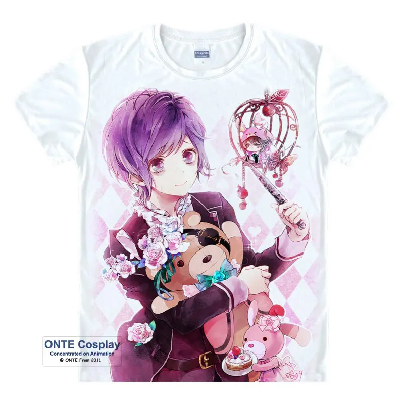 Аниме DIABOLIK LOVERS Cosplay Komori Yui футболки с короткими рукавами принтом Sakamaki Kanato Fancy Tees