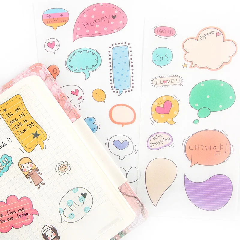 

6 Sheets /Pack Kawaii Dialog Adhensive Stickers Notebook Album DIY Decoration Stickers Stick Label Kids Stationery Stickers