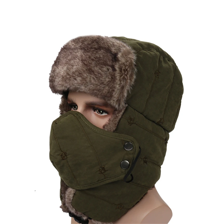Adult Winter Warm Bomber Hats Thicken Thermal Windproof Winterproof Outdoor Hunting Snow Ski Hiking Caps Women Men |