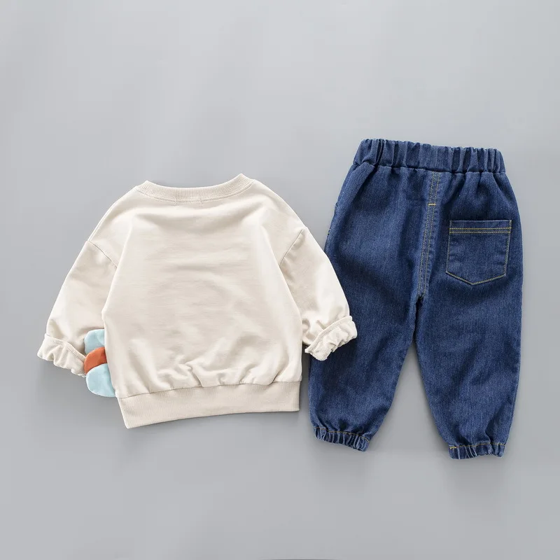 1-2-3 years old children's clothing new spring and autumn long-sleeved round neck cotton boy suit | Детская одежда и обувь