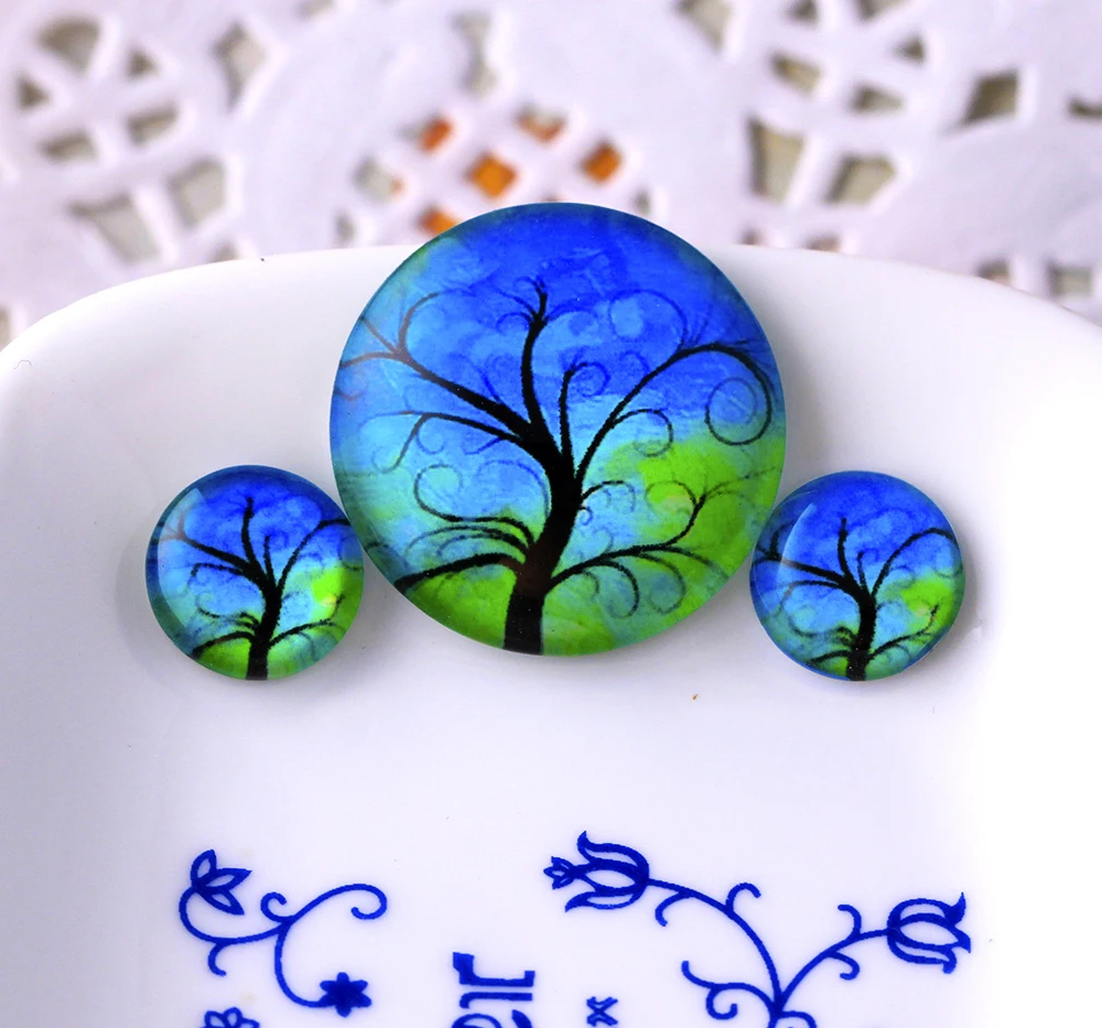 20mm 18mm 16mm 14mm12mm 25mm Photo Glass Cabochons Art Cameo Set Handmade Bases Settings E7197 Life Tree | Украшения и аксессуары