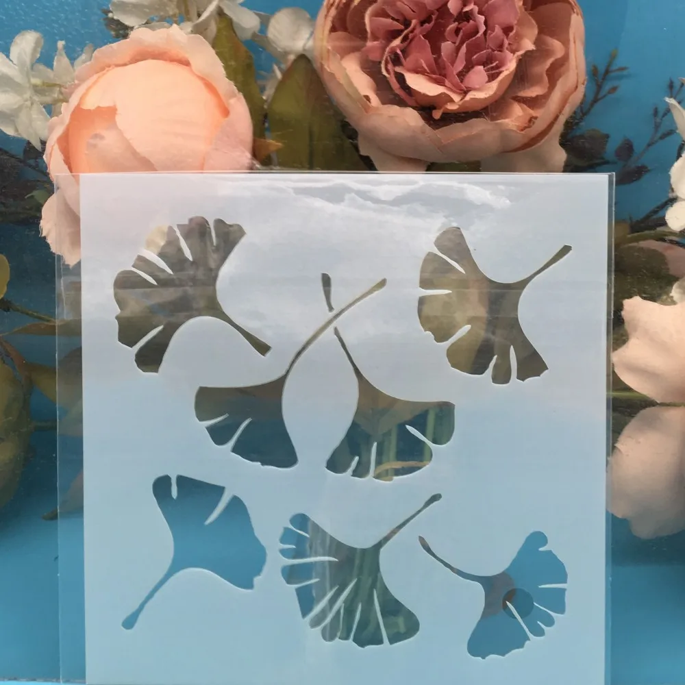 13 см Ginkgo DIY ремесло наслоение трафареты настенная живопись штампованная для
