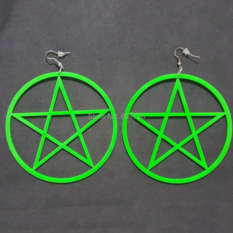 Женские серьги в виде большой звезды готические пентаграммы уникальный дизайн