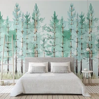 custom mural modern fashion mint green fresh forest non woven 3d wallpaper bedroom living room home background decoration fresco