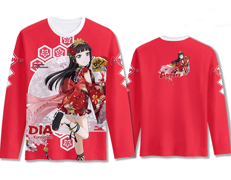 7 Футболка с принтом Love Live Sunshine Aqours Yukata Awaken, костюм для косплея, футболка с длинными рукавами Kurosawa Ruby Tsushima Yoshiko - Цвет: 7