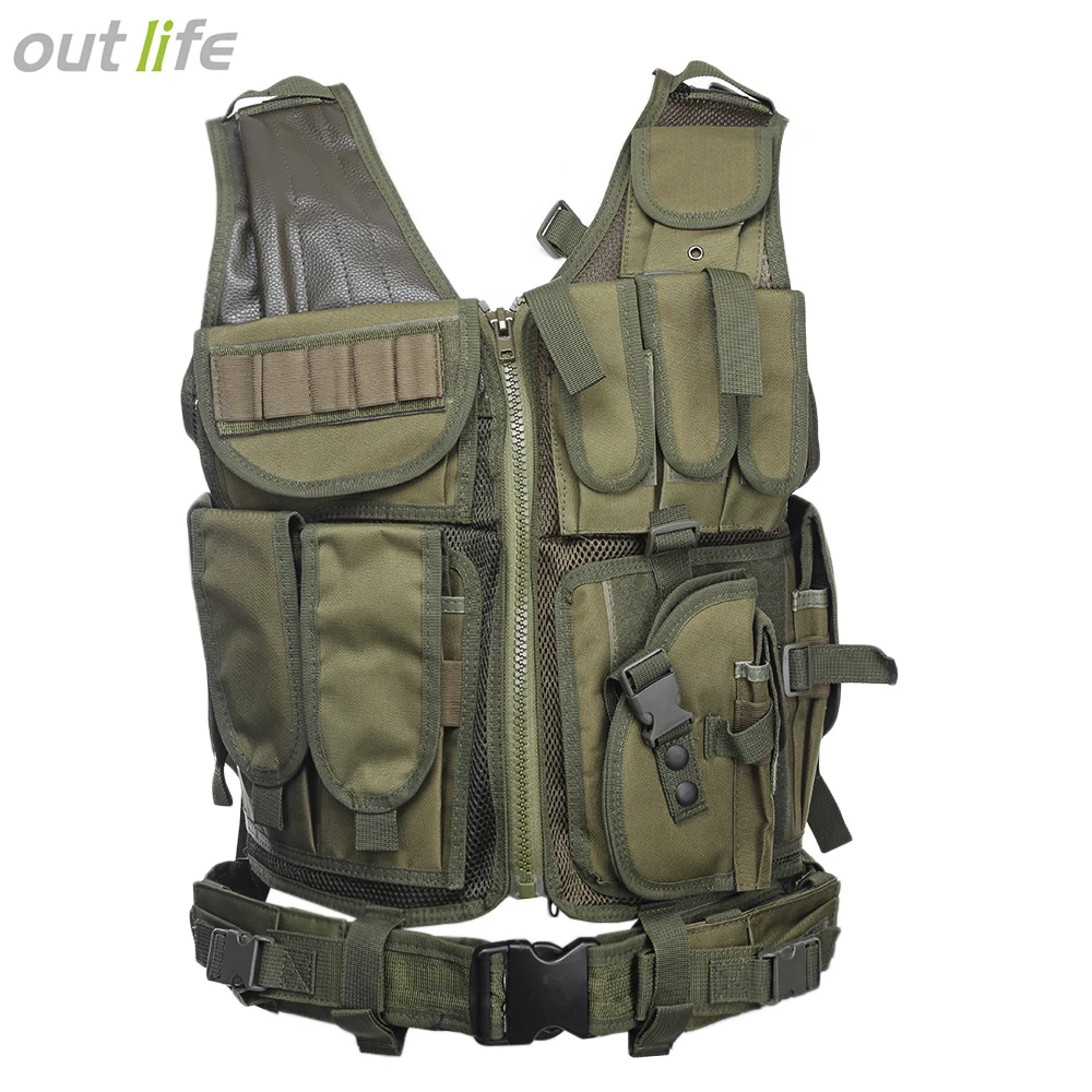 Outlife мужской военный тактический жилет Пейнтбольный камуфляж Molle охотничий жилет штурмовая стрельба охотничья пластина с кобурой