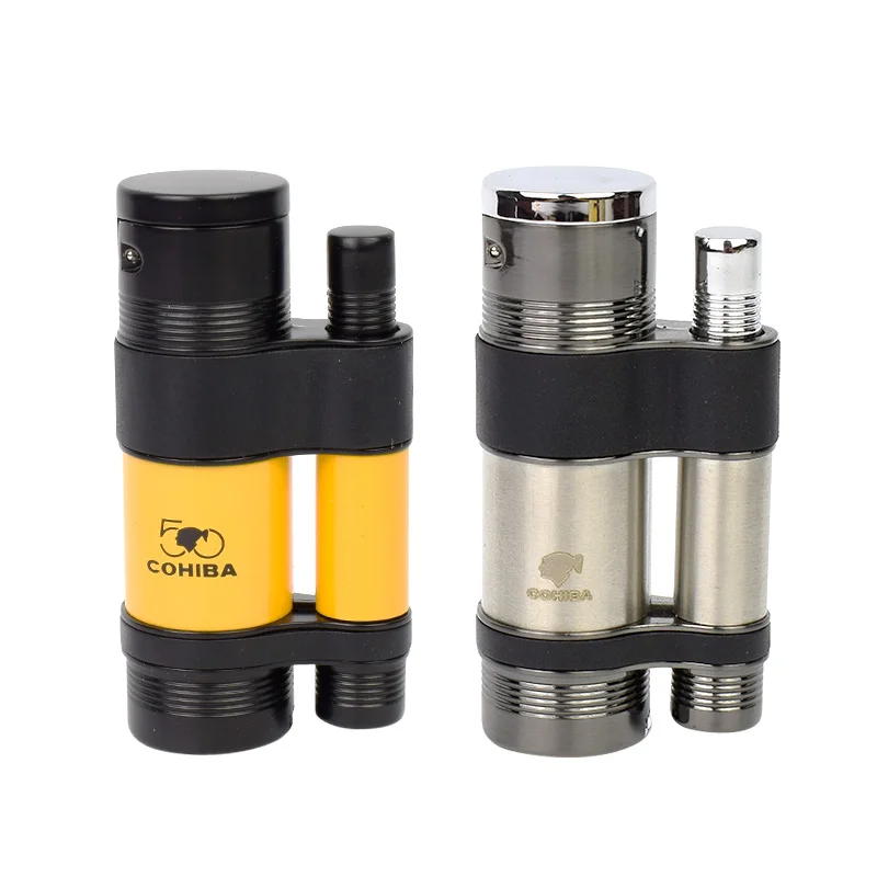 Сигаретная Зажигалка COHIBA три фонарь струйная зажигалка с пламенем газовая