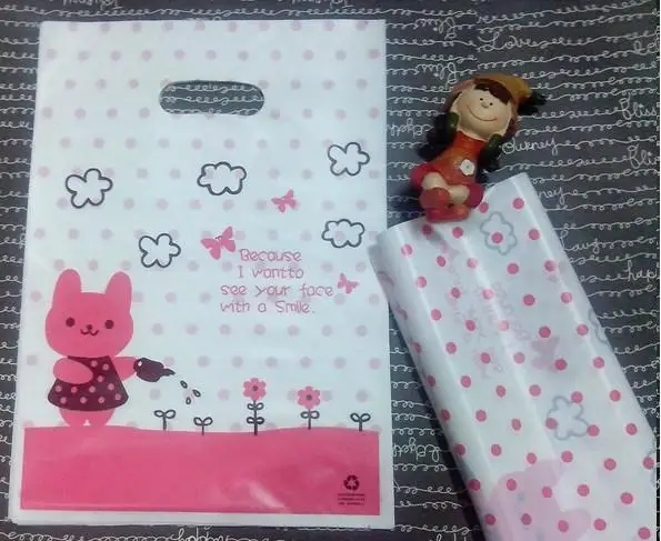 Оптовая продажа мультяшный большой розовый пластиковый подарочный пакет сумка