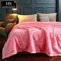 4 kg double layer super soft pink raschel blanket fluffy winter warm blankets solid color adult bed cover bedspread luxury gifts
