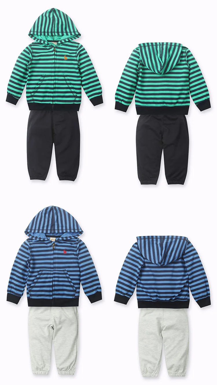2014 new autumn sports boys clothing sets striped hooded casual kids sweatshirt zipper jacket + pants clothes | Детская одежда и