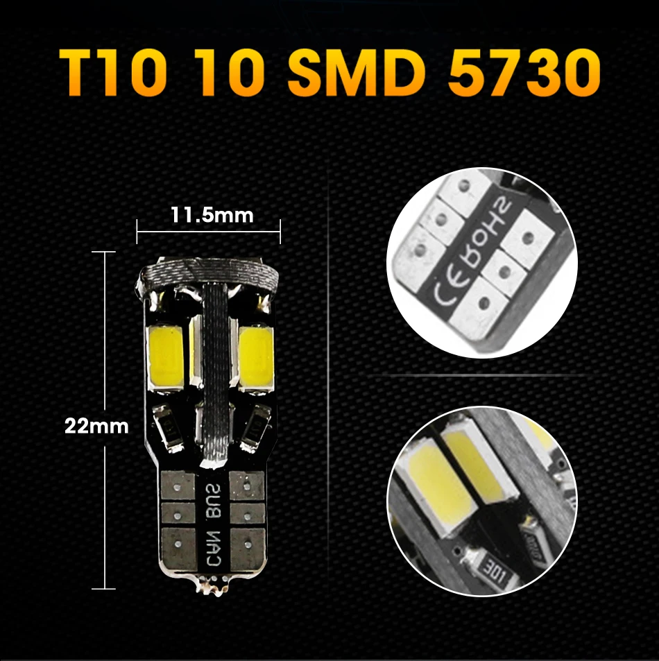 HLXG 20x T10 921 912 W16W Поворотная сигнальная лампа парковочная SMD DC лампа заднего тормоза 5730 светодиодный светильник для салона автомобиля T10 лампы заднего хода