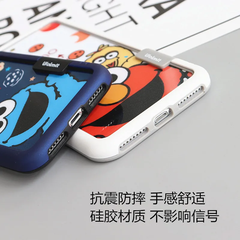 6 шт. для iPhone XS max XR X Улица Сезам пленка для экрана из закаленного стекла+ бампер для iPhone 11 Pro 7 8 plus 6 6S печенье Elmo Fudas