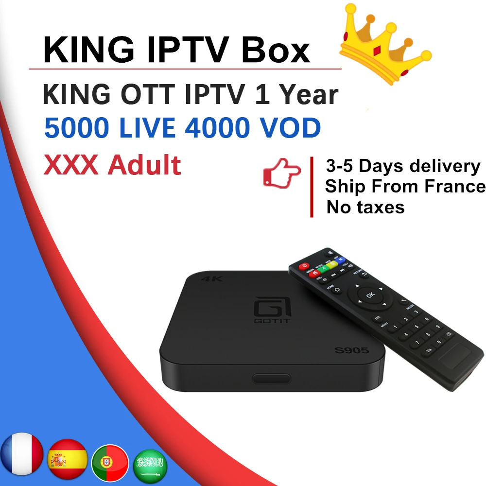 Французский S905 Android tv BOX 7,1+ Король Отт IP ТВ подписка Франция Испания арабский Швеция Норвегия Nordic Великобритания Европа smart телевидение IPTV коробка